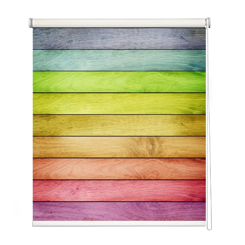 Vibrant Vertical Stripes Roller Blind shown in a room