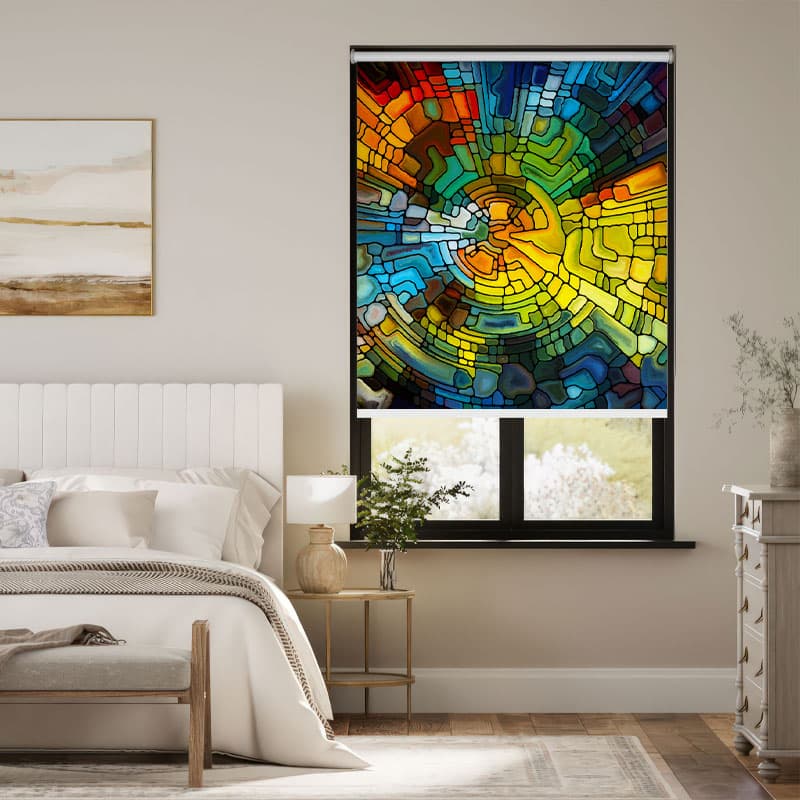 Colorful Geometric Mosaic Roller Blind pattern detail