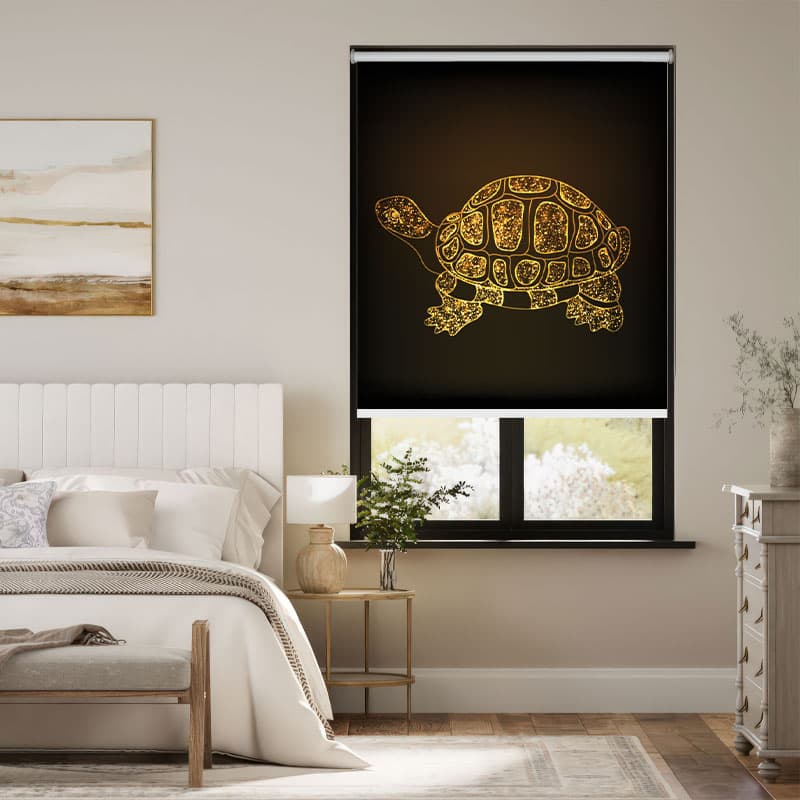 Golden Glitter Turtle Roller Blind pattern detail