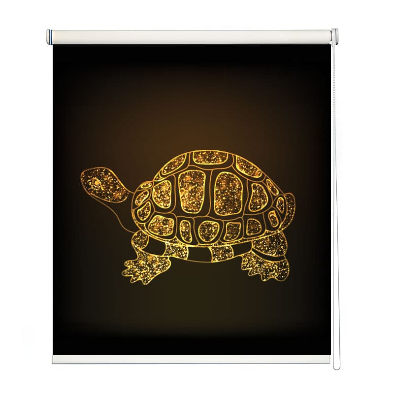 Golden Glitter Turtle Roller Blind shown in a room