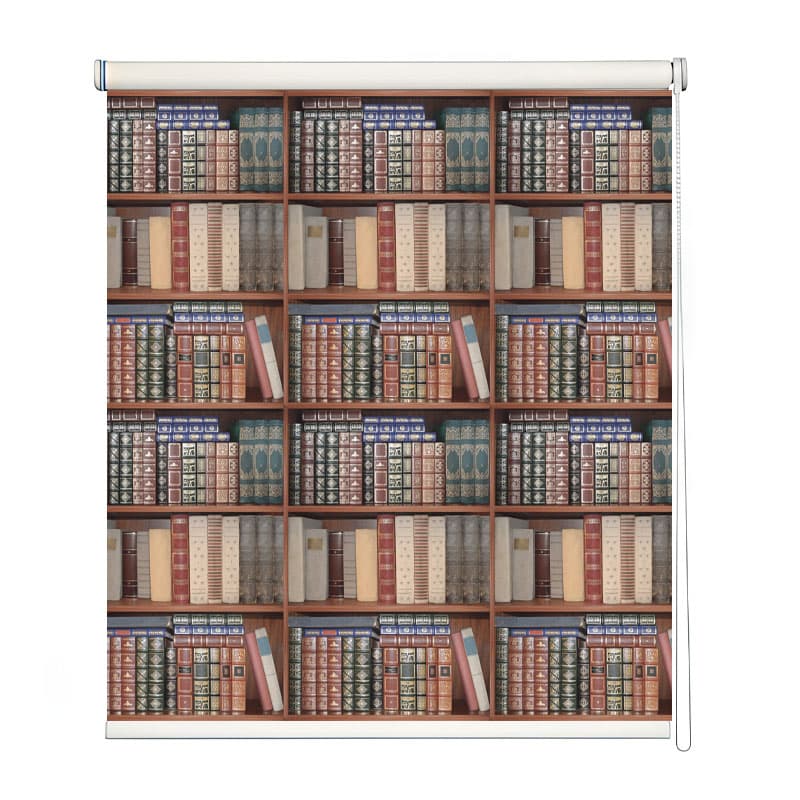 Classic Bookshelf Window Roller Blind shown in a room