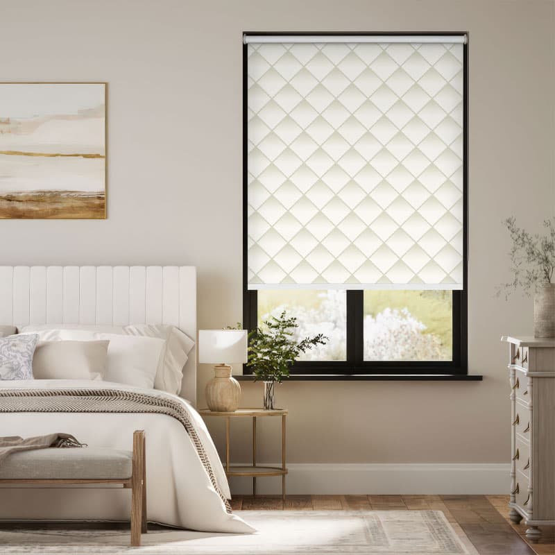 Subtle Beige Diamond Quilt Roller Blind pattern detail