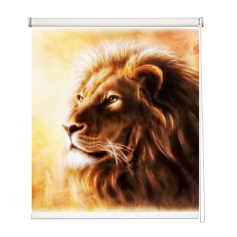 Majestic Lion Portrait Roller Blind shown in a room