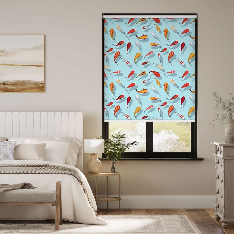 Calming Koi Print Window Roller Blind pattern detail