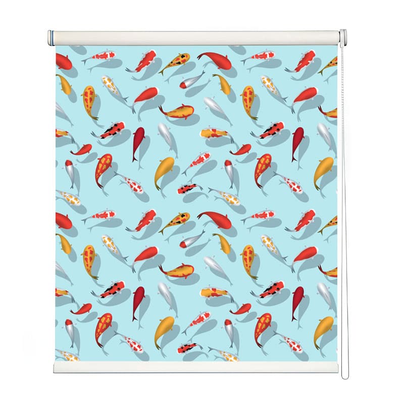 Calming Koi Print Window Roller Blind shown in a room
