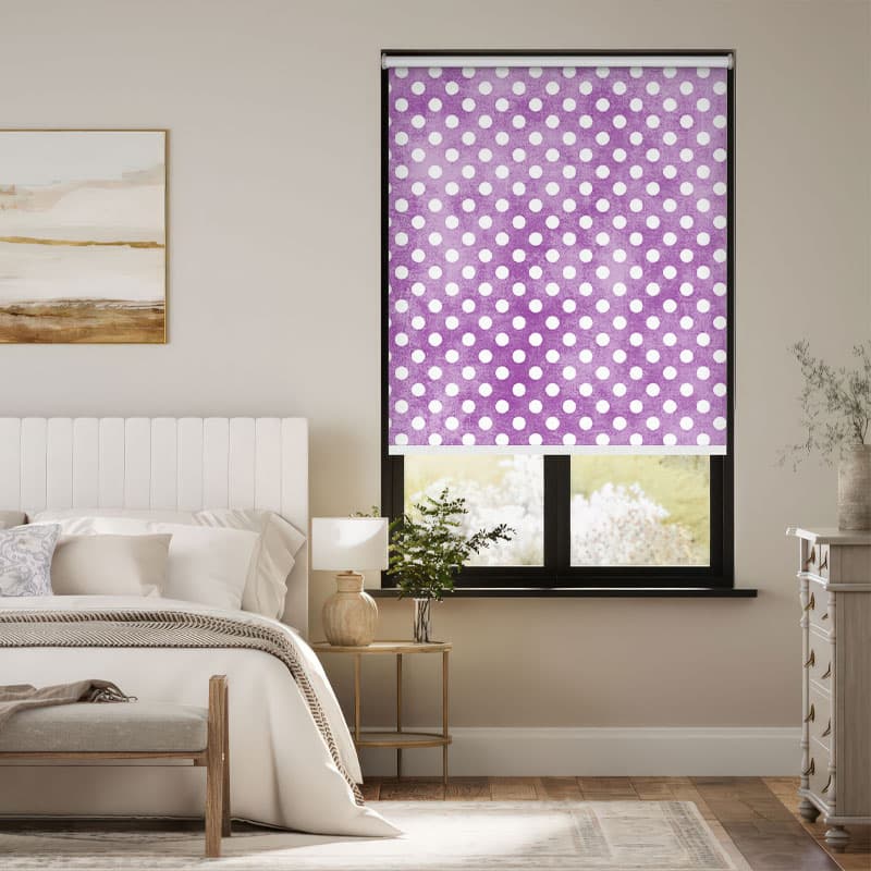 Distressed Purple Polka Dot Roller Blind pattern detail