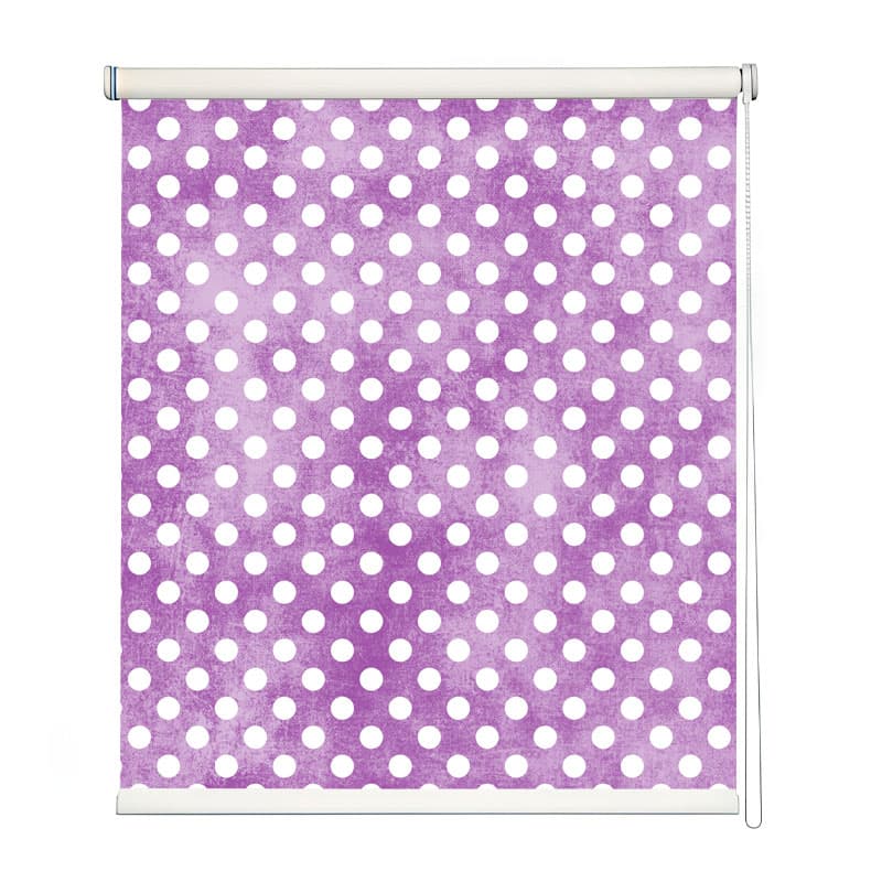 Distressed Purple Polka Dot Roller Blind shown in a room