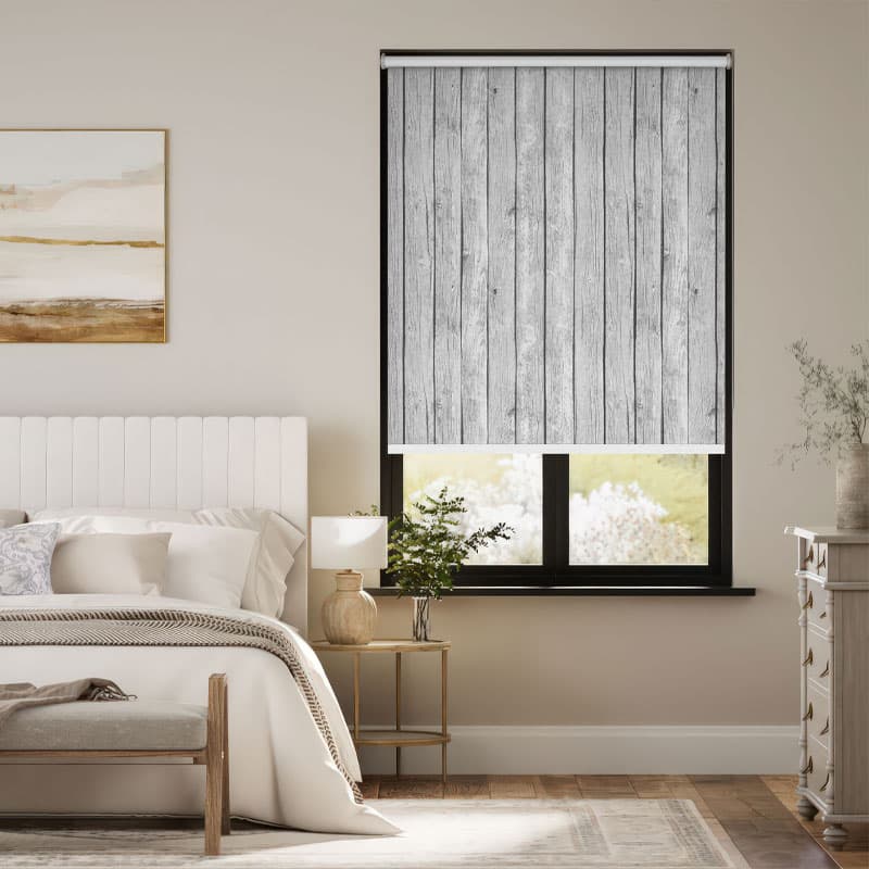 Vintage Whitewashed Wood Roller Blind pattern detail