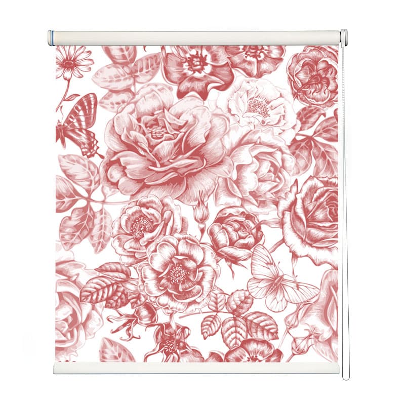 Botanical Rose Etching Window Roller Blind shown in a room