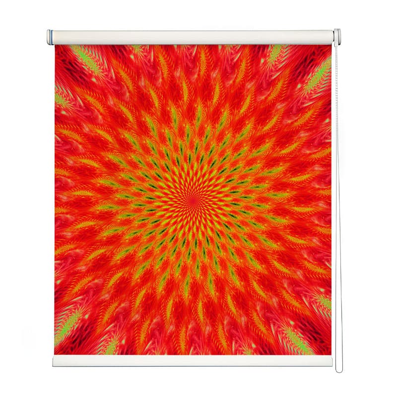 Abstract Radial Pattern Roller Blind shown in a room