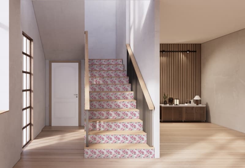 Peonia, Dreamy Soft Pink Peonies Wallpaper shown in a room