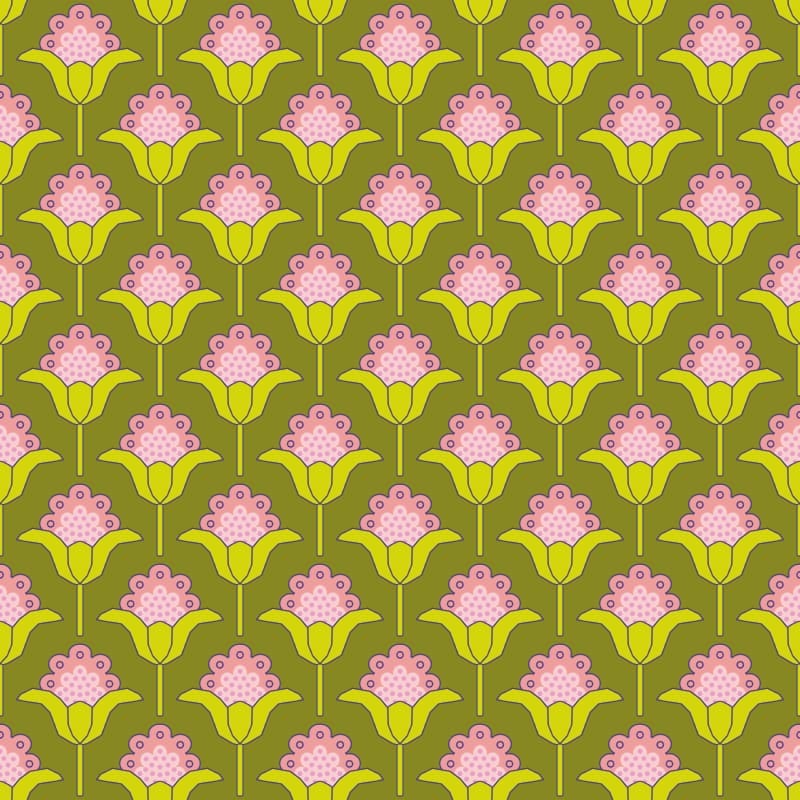 Petrona, Vintage Pink Blossom Motif Wallpaper pattern detail