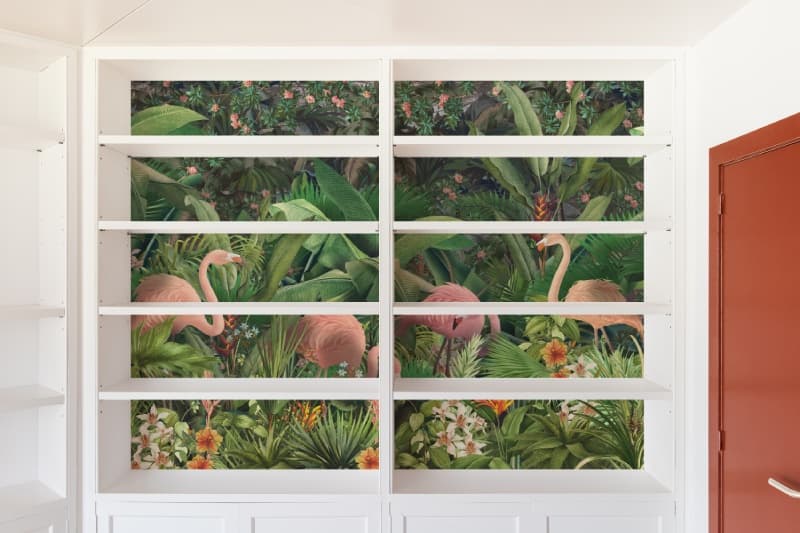 Aesthetic Pink Flamingo Nature Wallpaper shown in a room