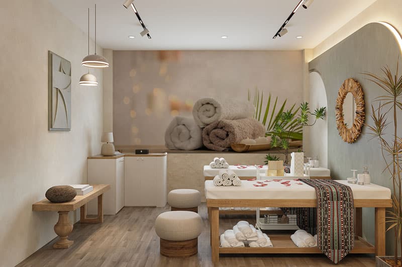 Blissy, Spa Bliss Mural Wallpaper shown in a room