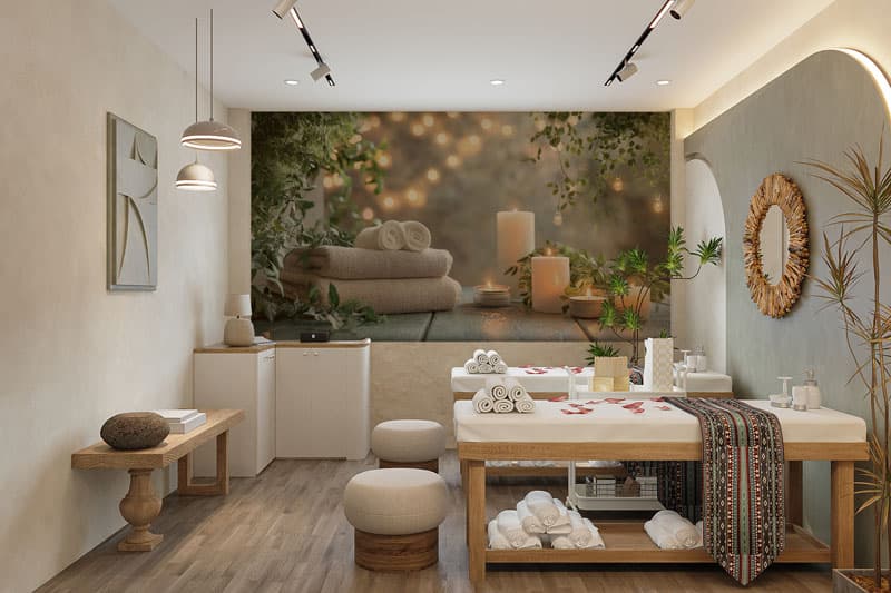Tattva, Spa Essence Wallpaper Mural shown in a room