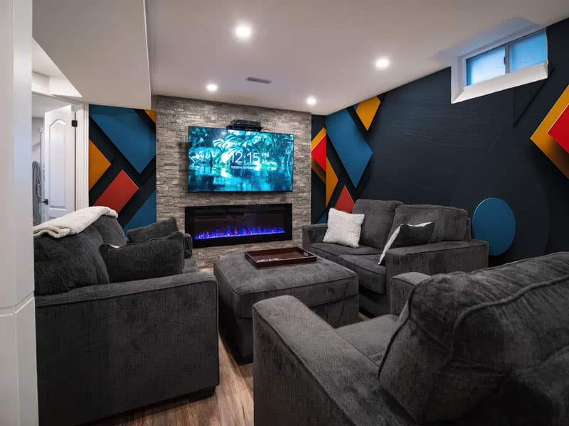 Geomersa, Modern Geometric Fusion Wallpaper shown in a room