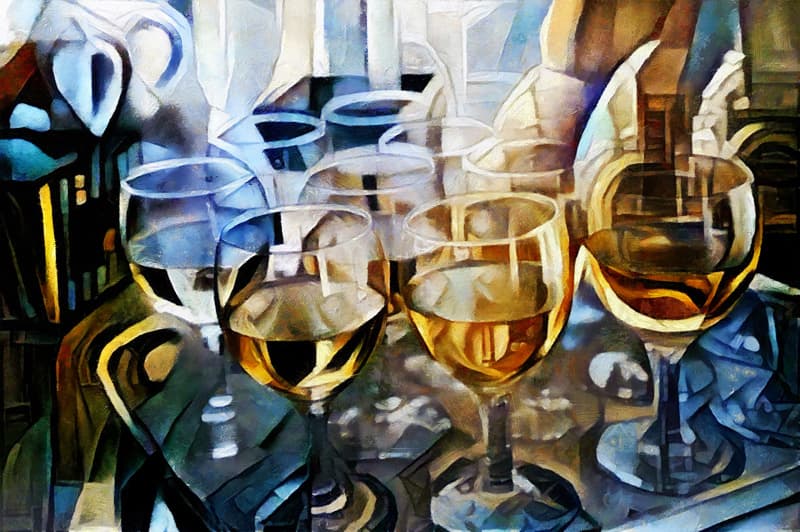 Palette, Expressionist Wine Reflections Wallpaper pattern detail