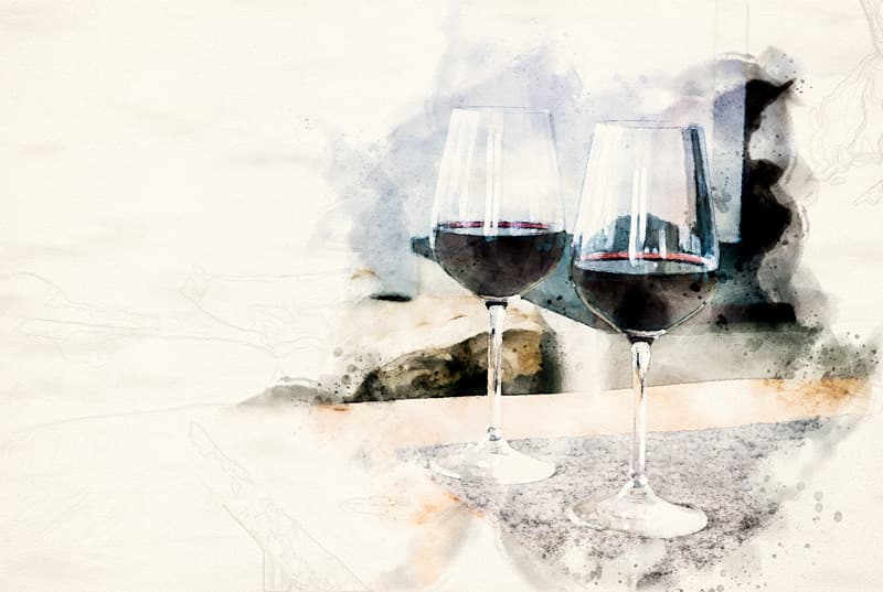 Sanyora Twin Glass Serenity Elegant Wine Art Wallpaper pattern detail