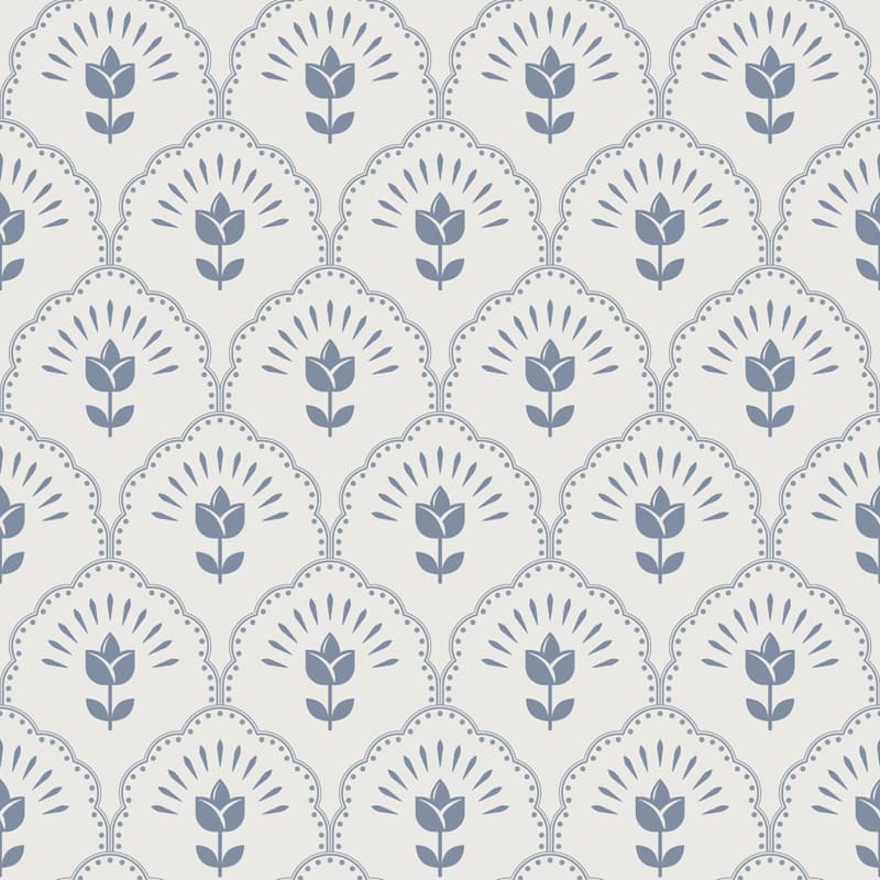 Bloomcrest, Scalloped Floral Harmony Wallpaper pattern detail