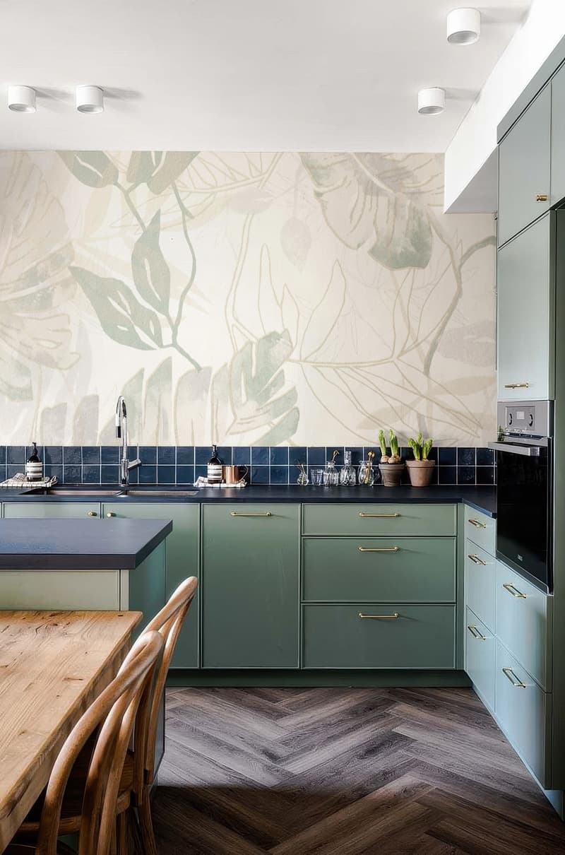 Calmora, Soft Botanical Serenity Wallpaper shown in a room