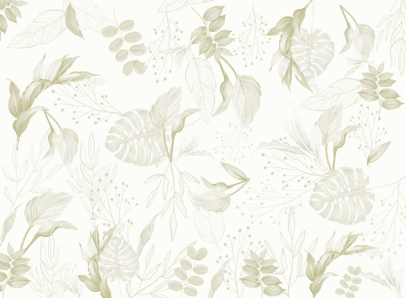 Luminera, Muted Tropical Line-Art Wallpaper pattern detail