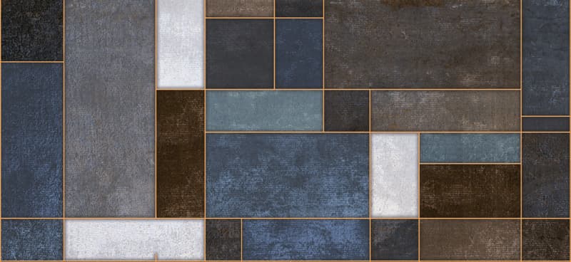 Patina, Oxidized Metal Block Geometric Wallpaper pattern detail