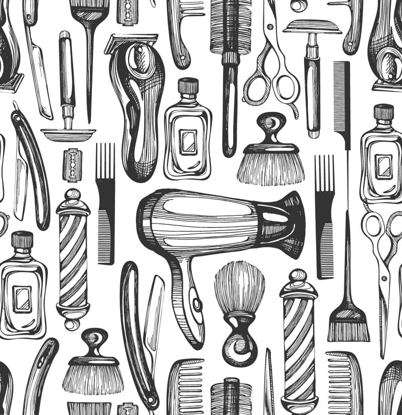 Elegant Barber Shop Interior Decor Wallpaper pattern detail