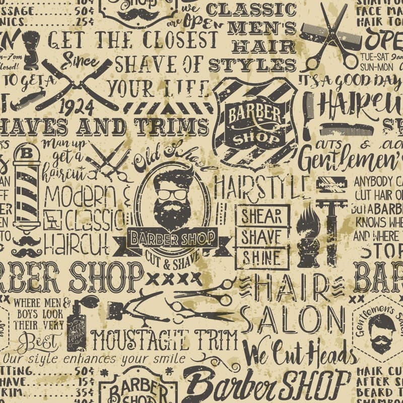 Montford, Gentleman’s Grooming Mural pattern detail