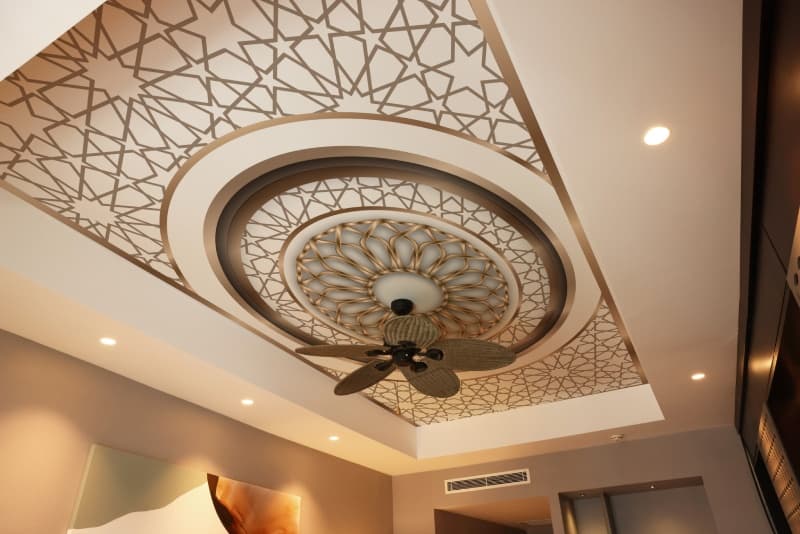 Marquessa, Gilded Lattice Wallpaper Mural shown in a room