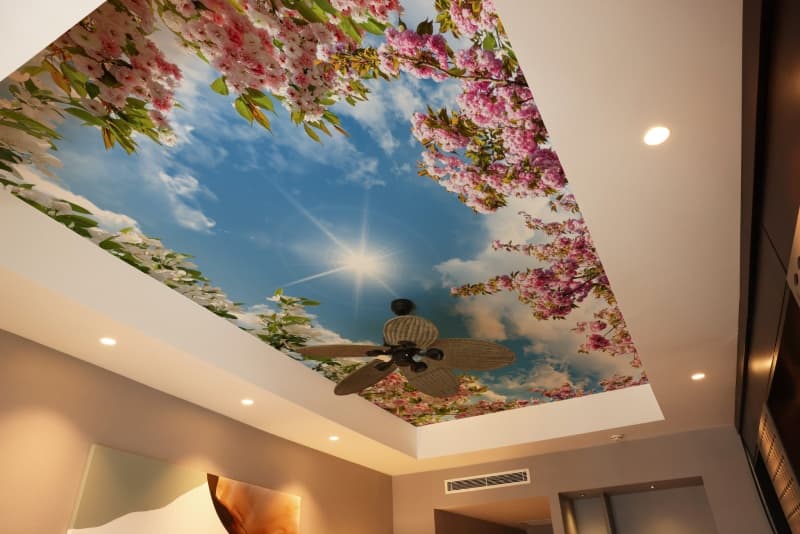 Portavia, Floral Cloud View Wallpaper Mural shown in a room