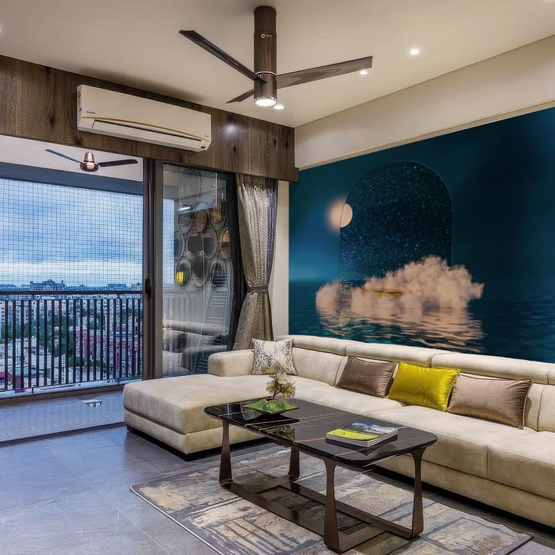 Stellum, Gateway to Infinite Stars Mural shown in a room