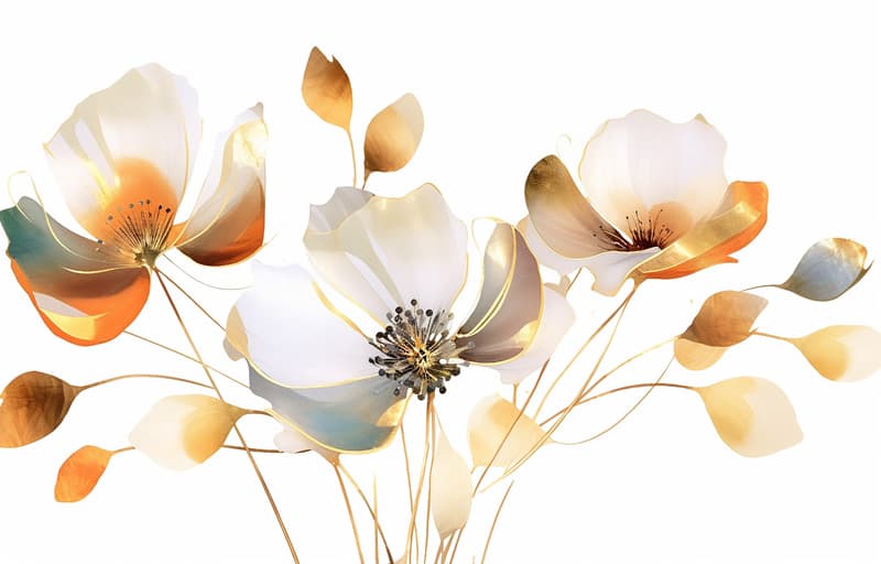 Vespera, Contemporary Golden Bloom Mural pattern detail
