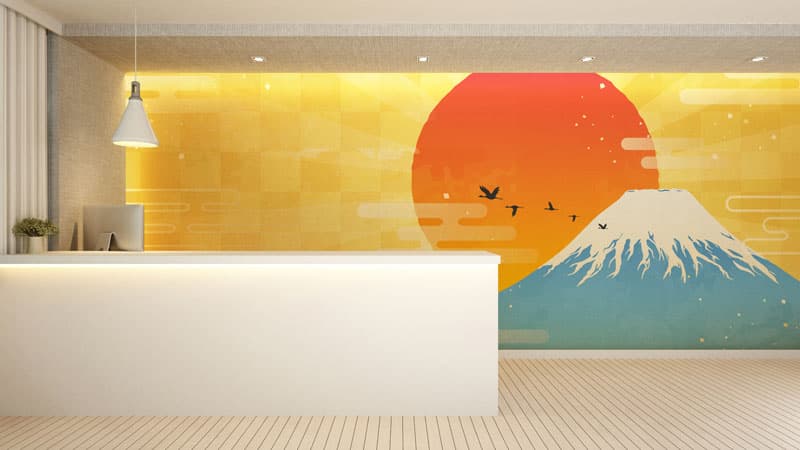 Solisya, Sun-Mountain Harmony Wallpaper Mural shown in a room