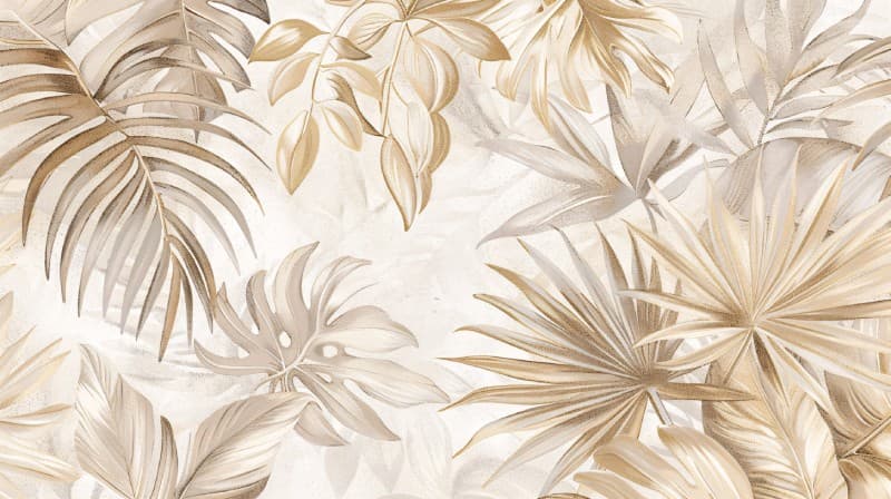 Palmont, Muted Blend of Leaves Wallpaper Mural pattern detail