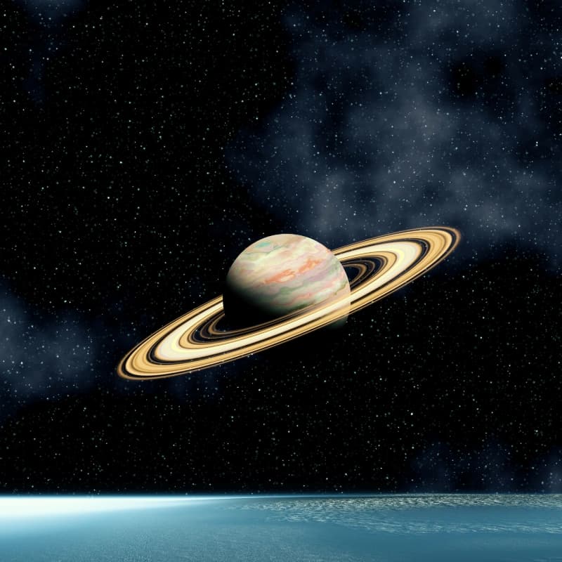Celestara, Cosmic Saturn Horizon Wallpaper Mural pattern detail