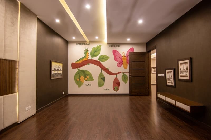 Butterfly Life Cycle Educational Wallpaper shown in a room