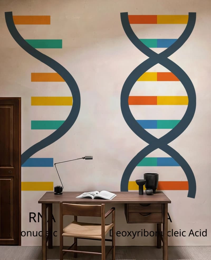 DNA & RNA Educational Science Wallpaper shown in a room