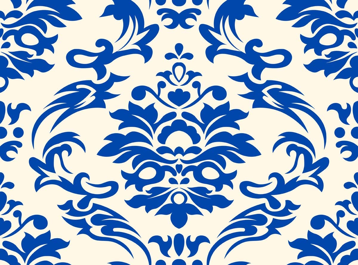 Serin, Royal Blue Damask Elegance Wallpaper pattern detail