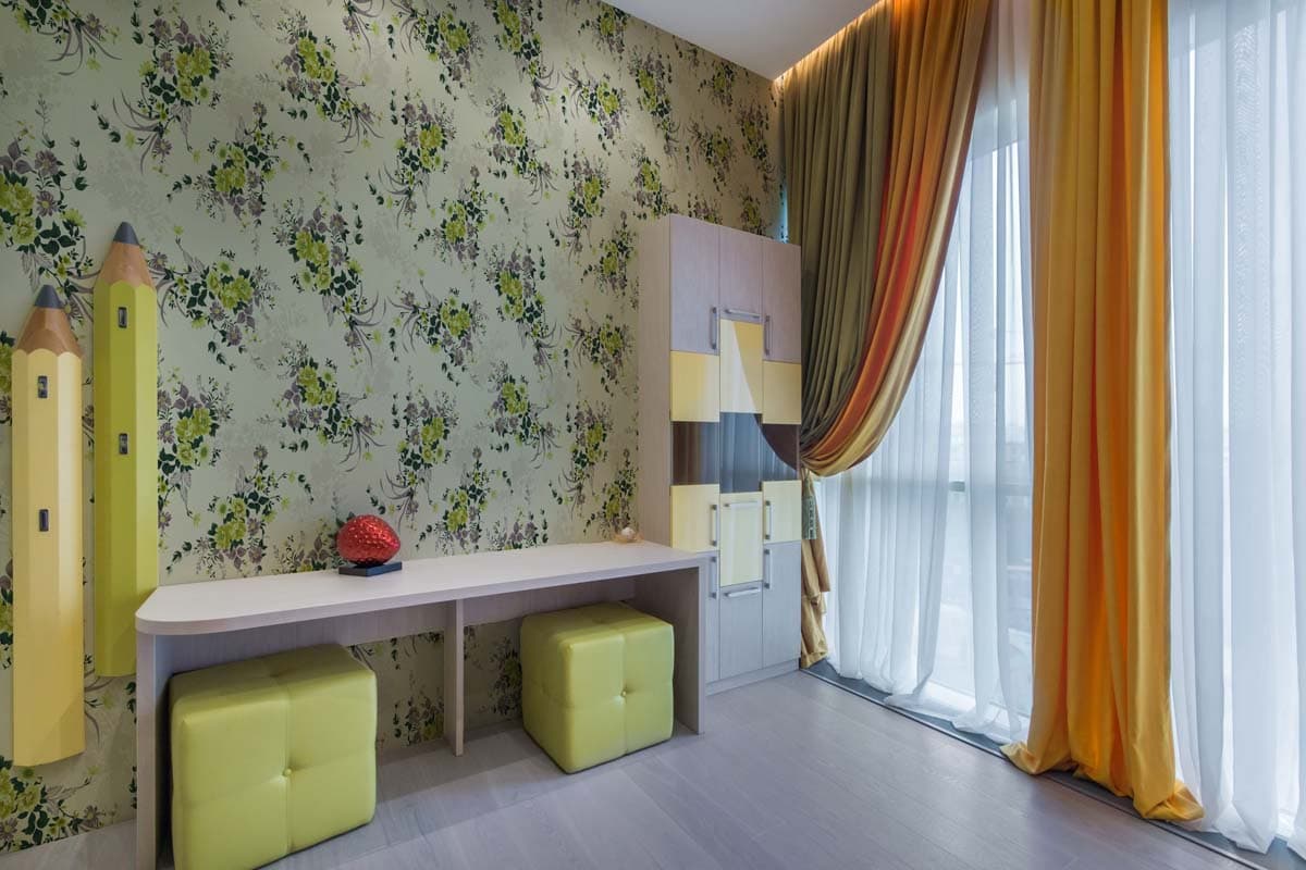 Marilea, Light Floral Symphony Wallpaper shown in a room