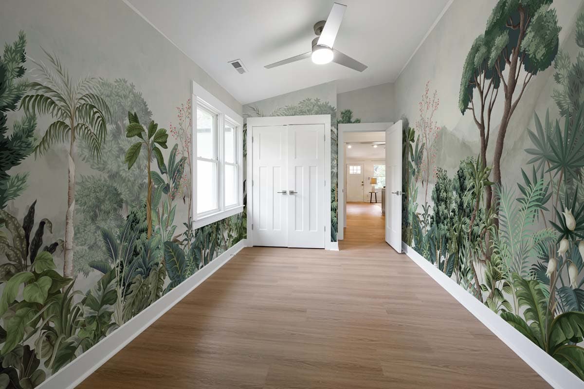 Rainvale, Tropical Serenity Mural shown in a room
