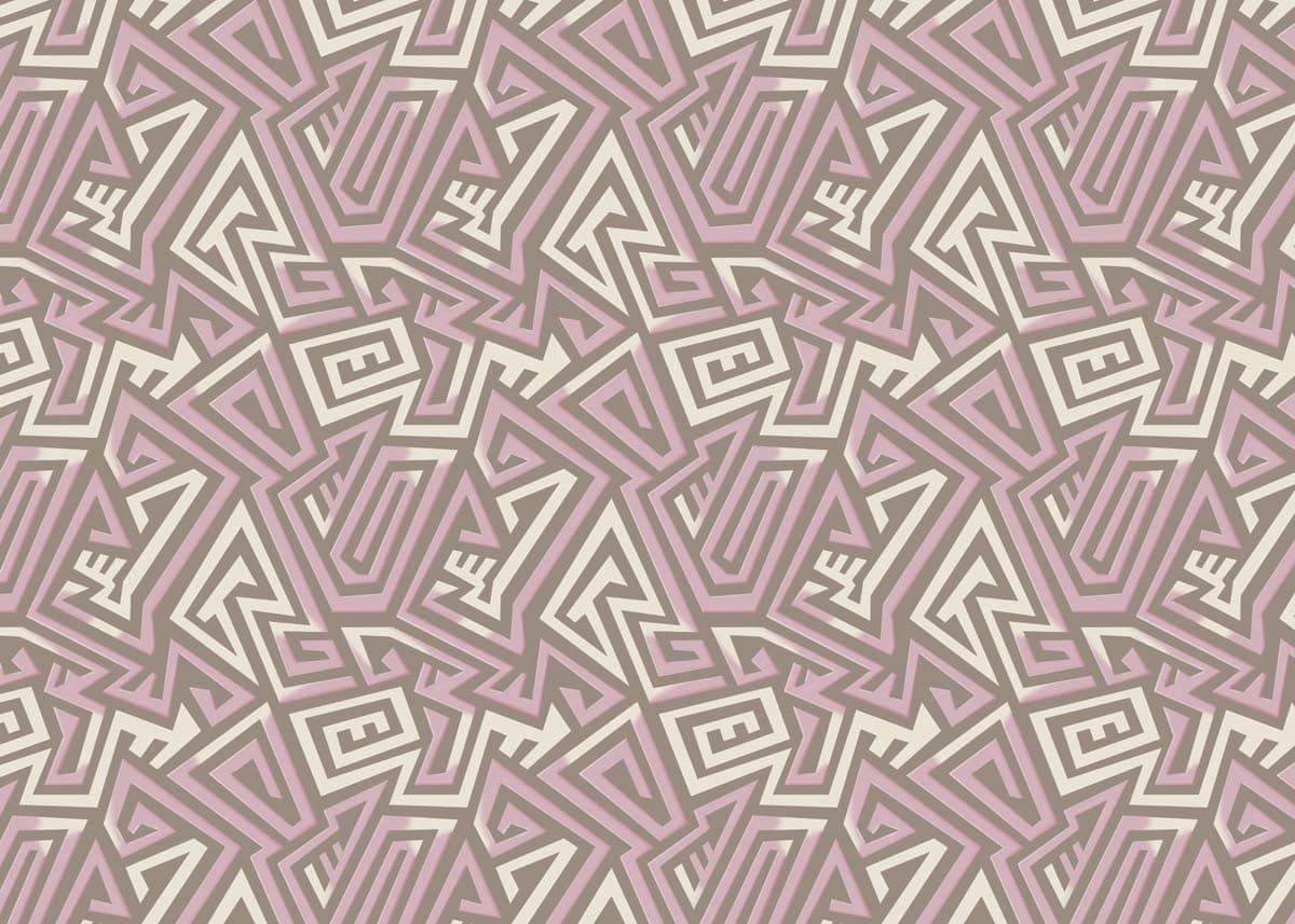 Lavrix, Modern Mauve Line Art Wallpaper pattern detail