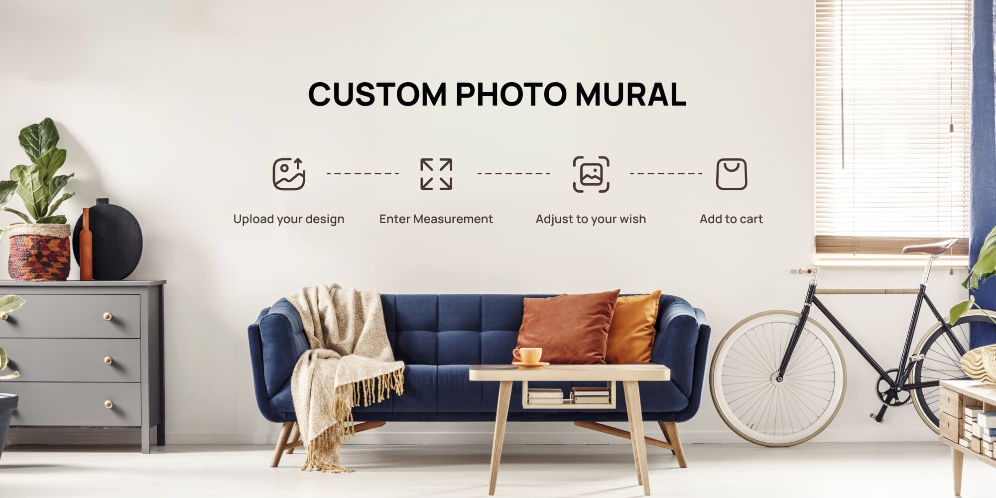 Custom Photo Murals for Walls shown in a room