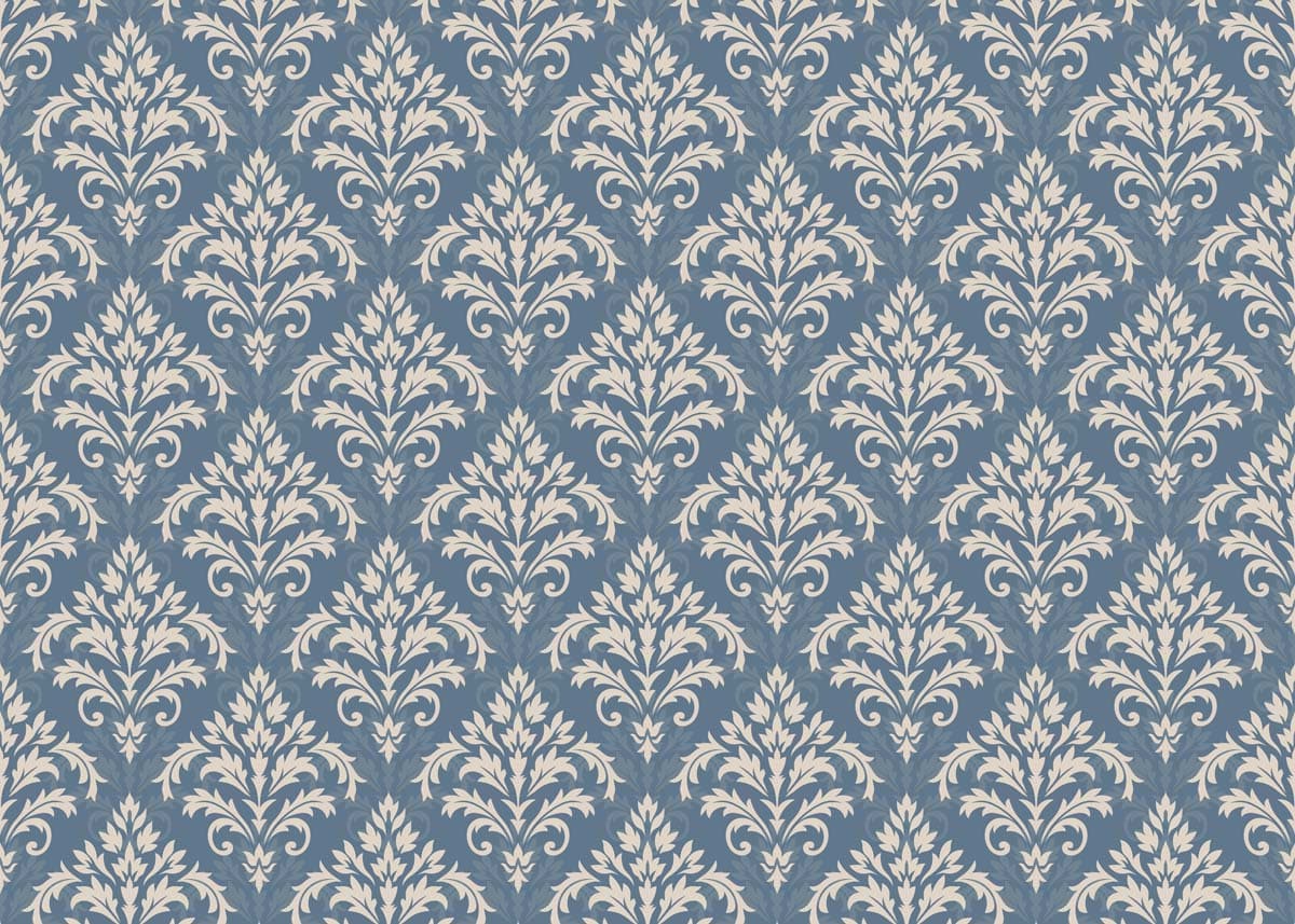Damaky, Slate Blue Damask Wallpaper pattern detail