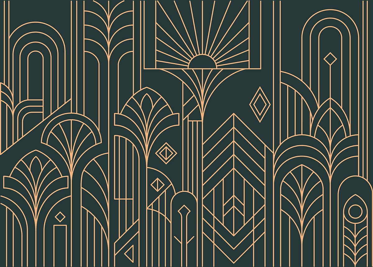 Decora, Green Gold Art Deco Vintage Glamour Mural pattern detail