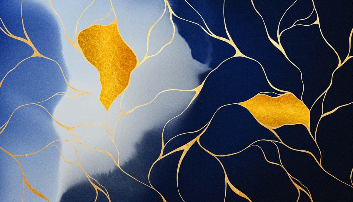 Veins, Rich Golden Lines Marble Mural pattern detail