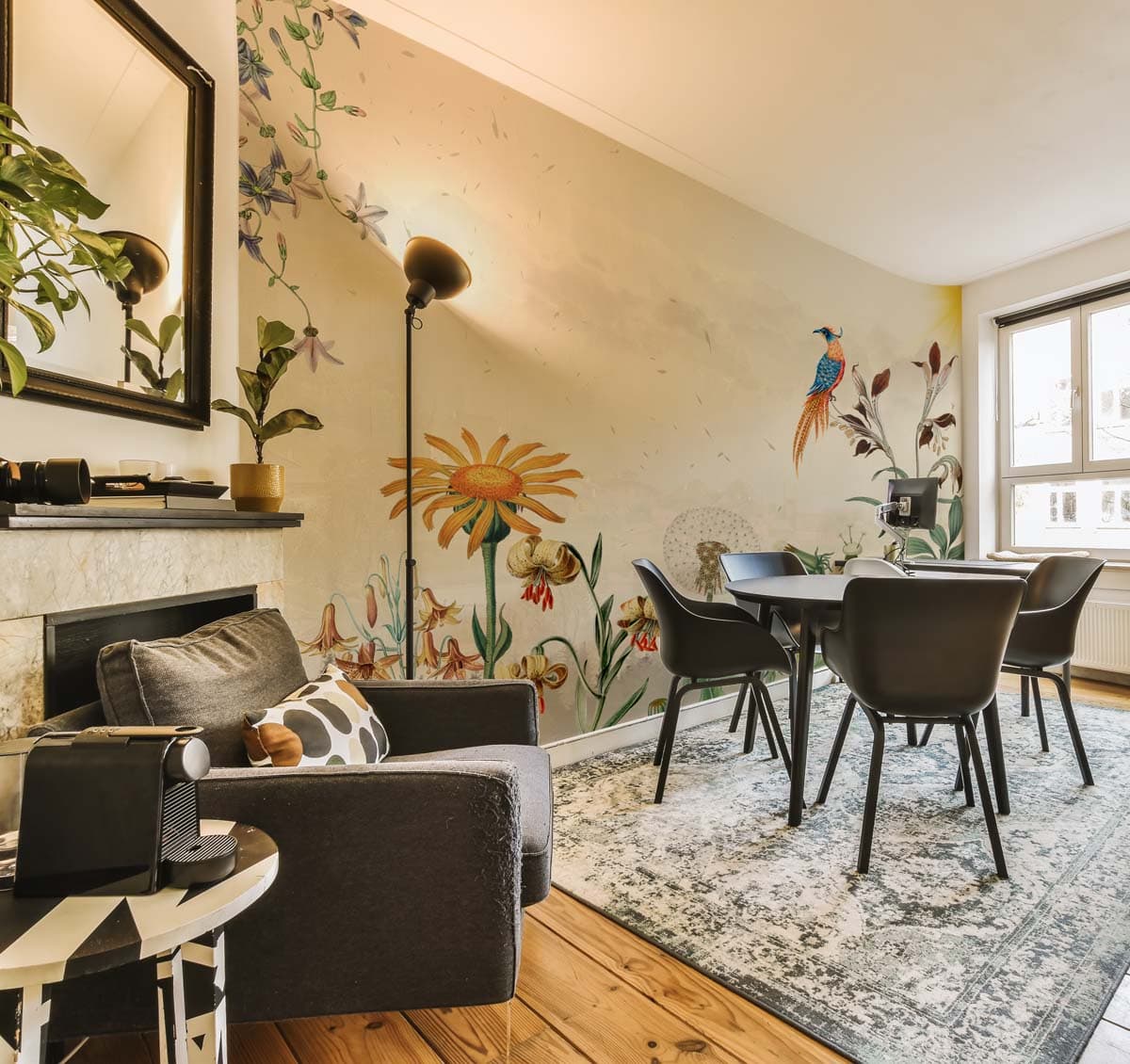 Vista, Sun-drenched Botanical Panorama Mural shown in a room