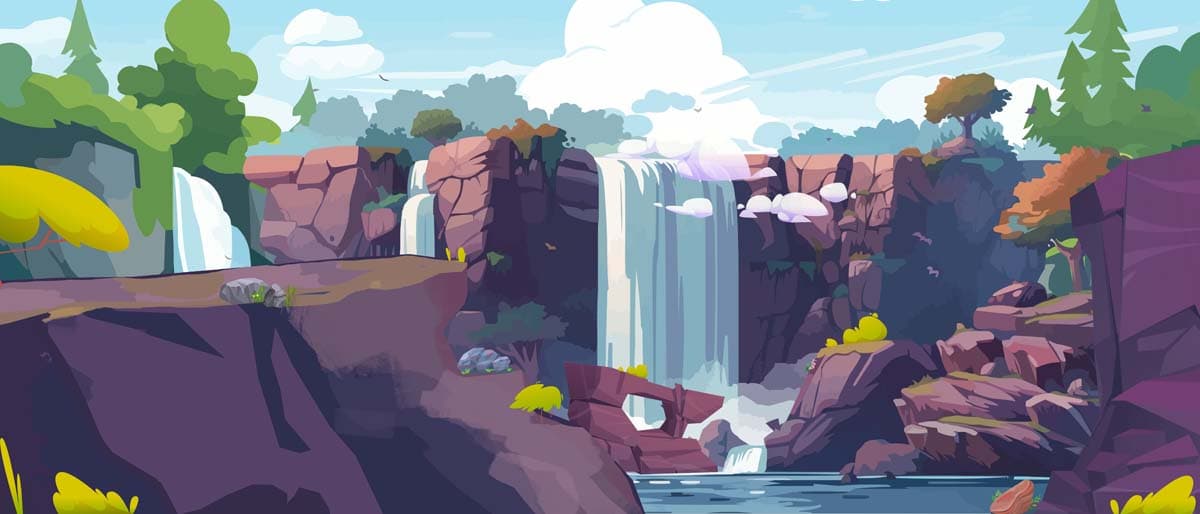 Torrent, Lively Natural Waterfall Scenery Mural pattern detail