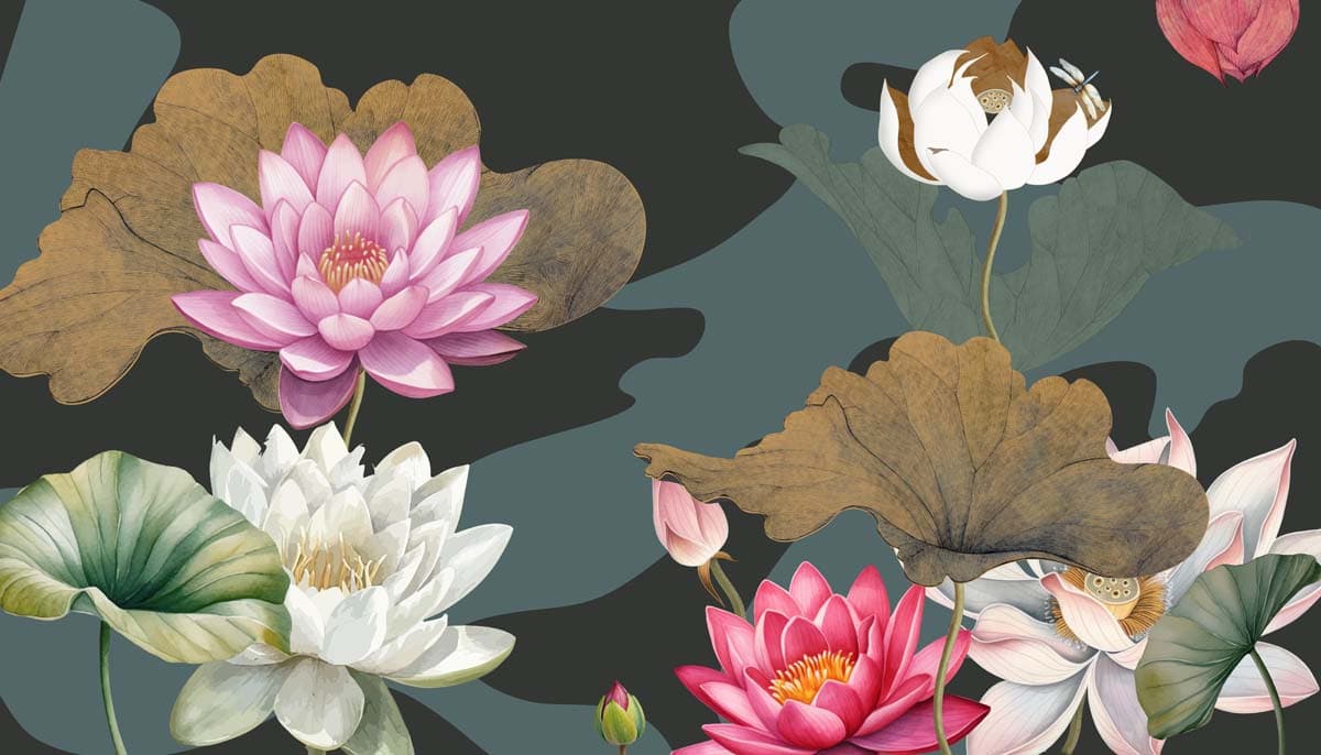 Lotos, Soothing Land of Lotus Wallpaper Mural pattern detail