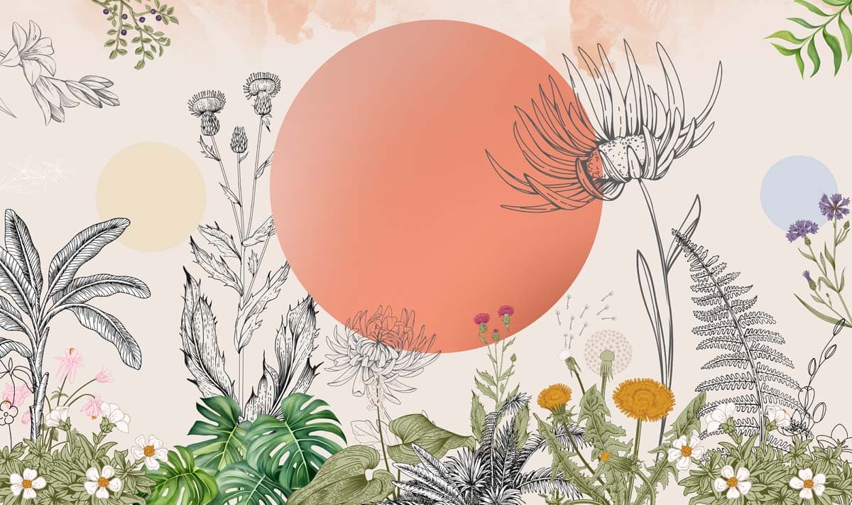 Solridge, Sunset Bloomscape Wallpaper Mural pattern detail