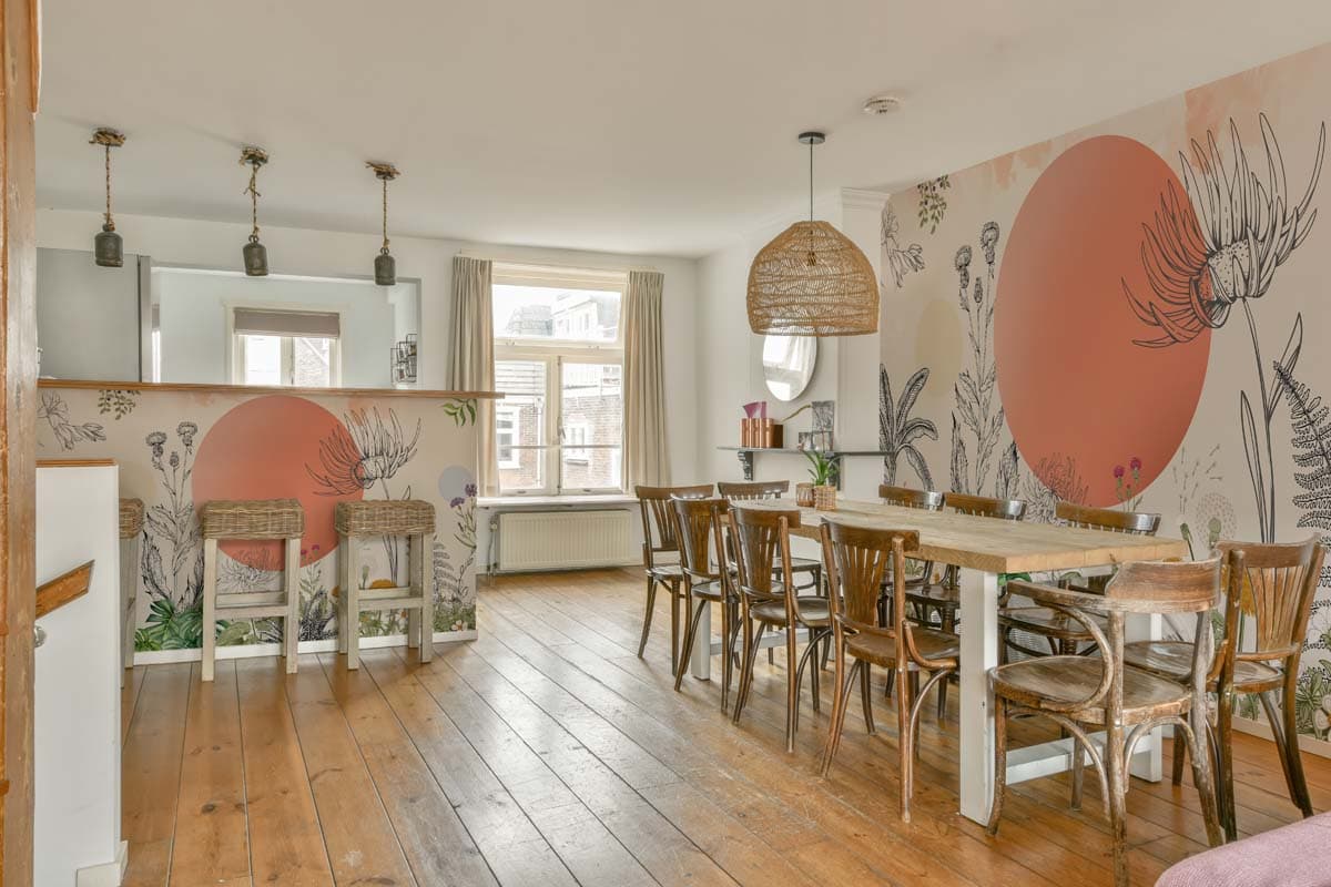 Solridge, Sunset Bloomscape Wallpaper Mural shown in a room